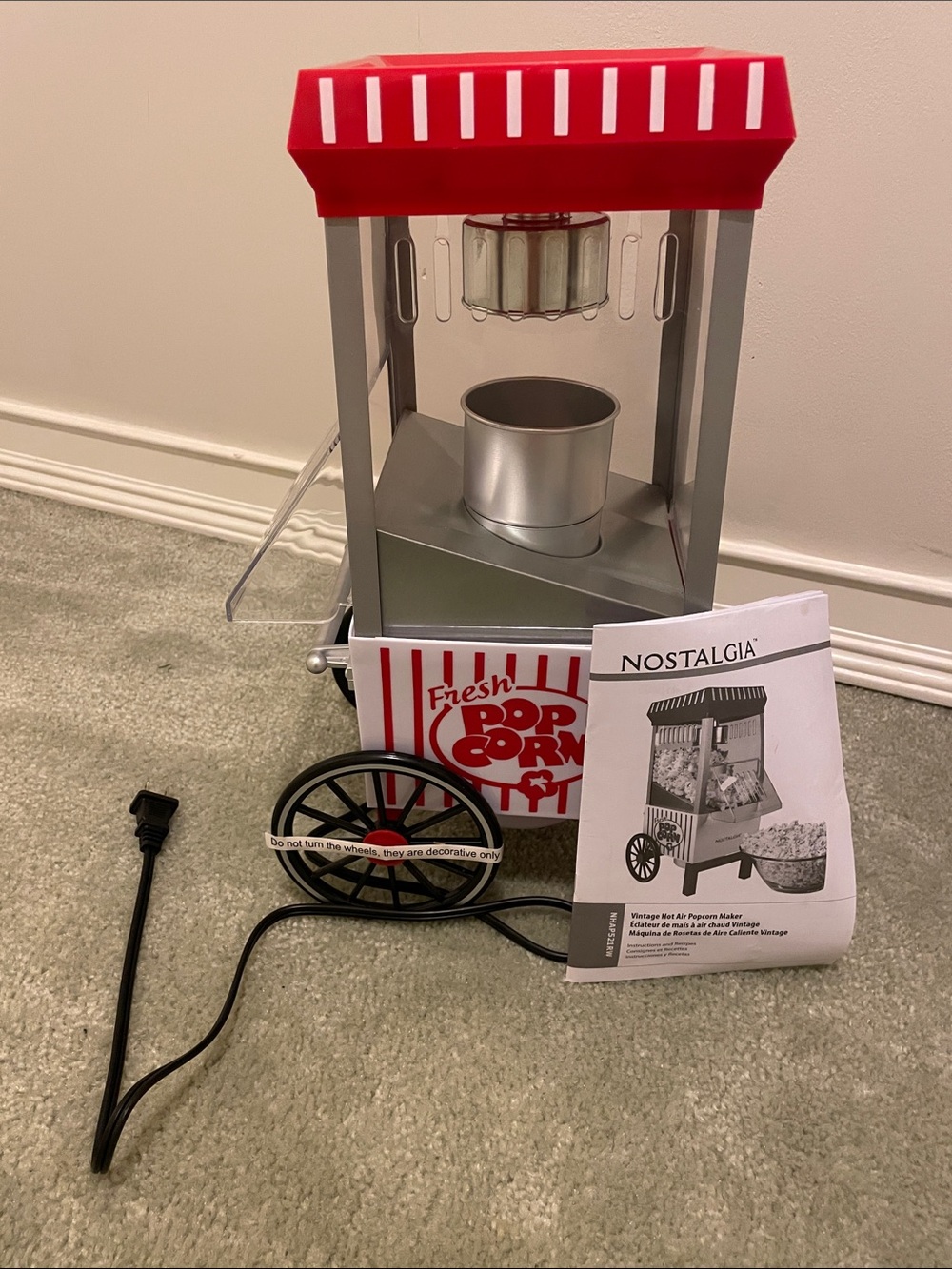 Nostalgia-Style Red & Silver Popcorn Machine